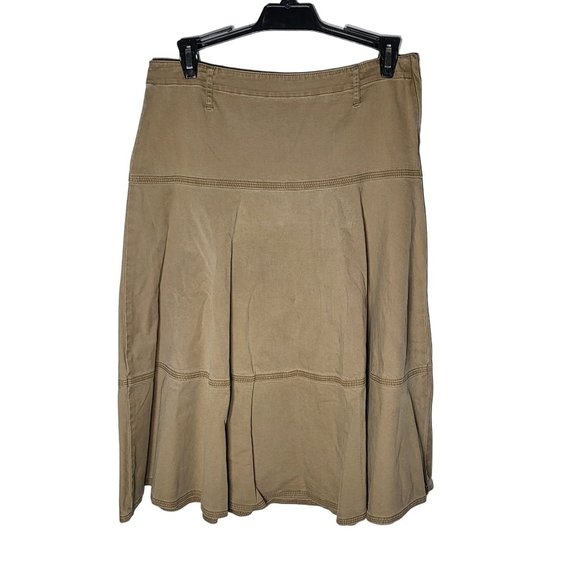 Talbots Womens Stretch Tan Tiered Midi Skirt Size 6 Petite Neutral Career Mature - Picture 1 of 9